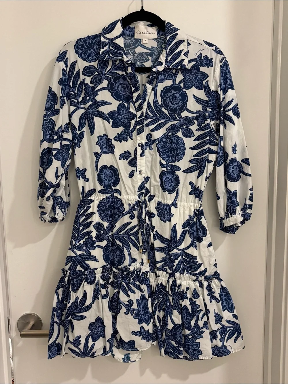 Cara Cara Robin White Mini Dress with Blue Floral Print - Picture 2 of 5